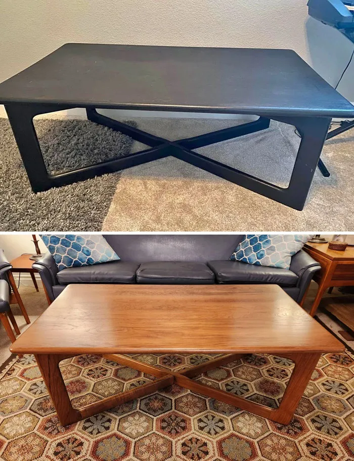 Una mesa de teca sólida de $25