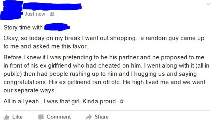 Stranger Proposes To Get Back At Cheating Ex