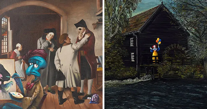 34 Thrift Store Paintings I Bought And Saved From Being Forgotten By Adding Fresh And Unique Details