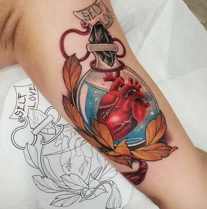 Realistic Heart in a Jar Tattoo