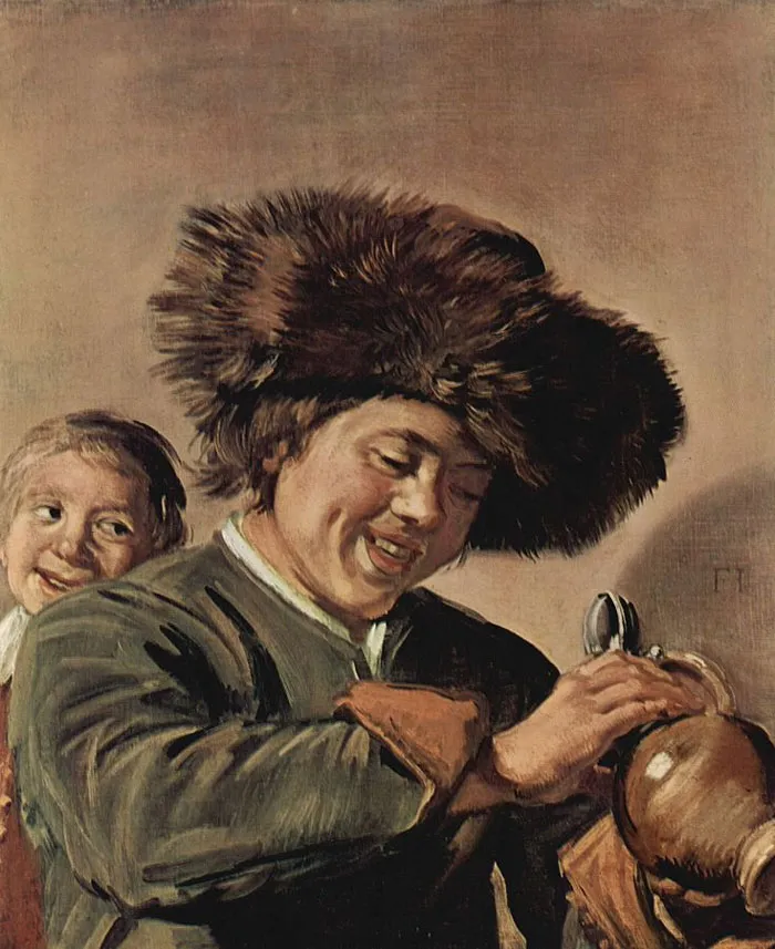 Two Laughing Boys With A Mug Of Beer By Frans Hals