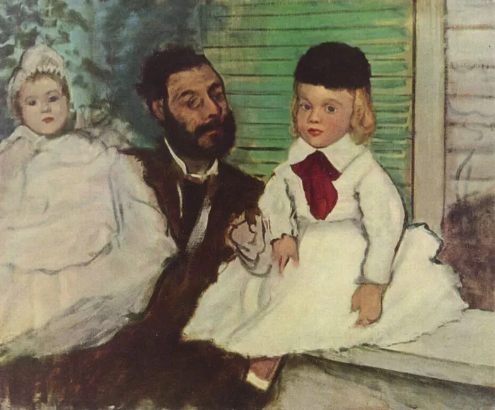 Count Lepic And His Daughters By Edgar Degas