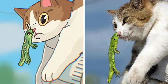 Funny Images Of Cats Found On The Internet Get Transformed Into Cute Illustrations By This Artist (31 Pics)
