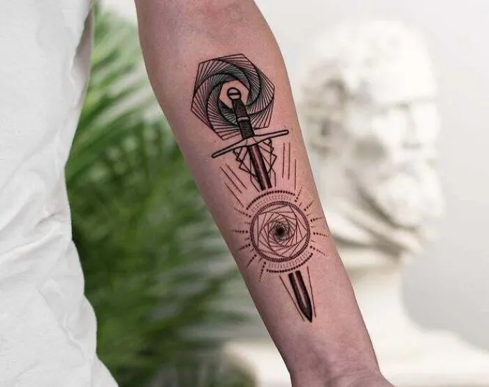 Geometric Sword Piece By Jesse At The Lab Tattoo In Wilmington Delaware