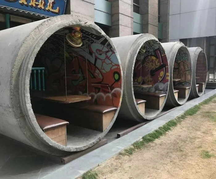 Outdoor Seating With A Side Of Graffiti