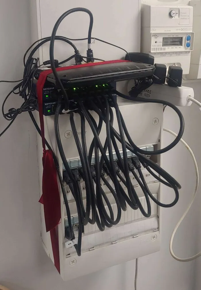 La instalación de la red en mi trabajo. Es tan estable como crees