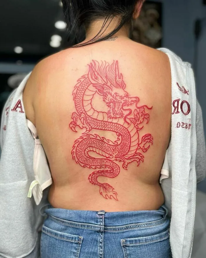 Dragon Red Ink Tattoo