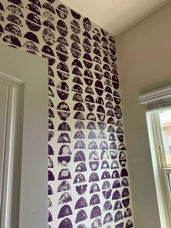 Art wall from kitchen sponges 