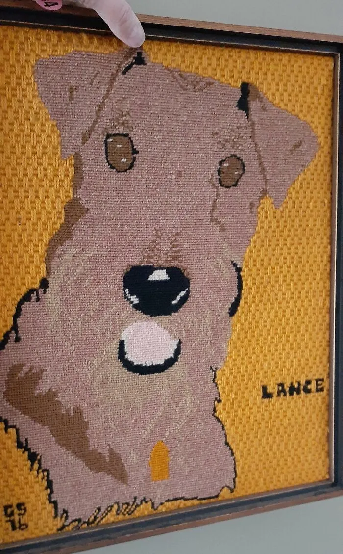 Kitsch Needlepoint Animal Art Wall Piece