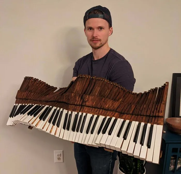 Reclaimed Piano Keys Wall Piece