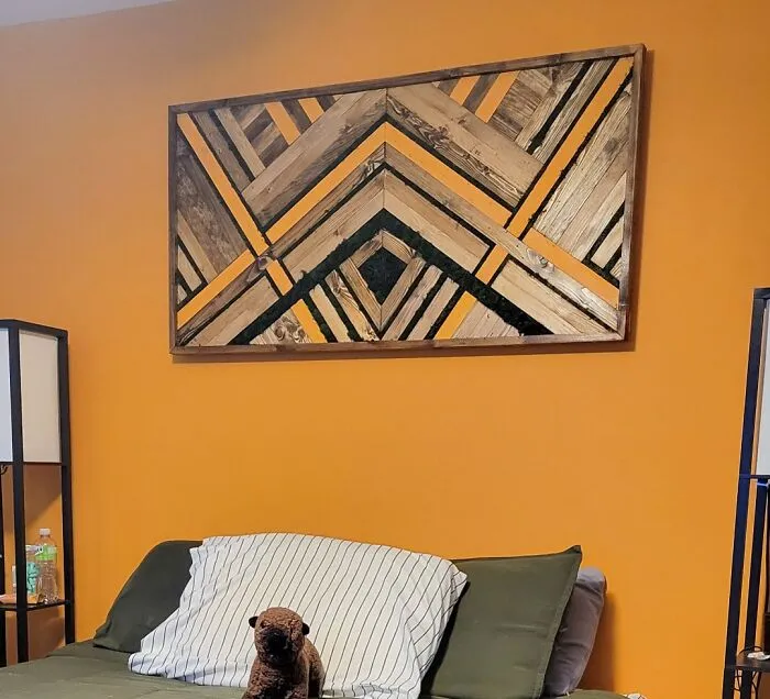 Geometric Wall Piece in the Bedroom