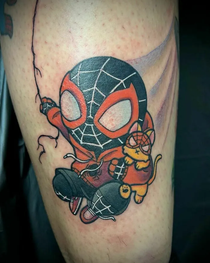 Chibi Miles Morales And His Cat