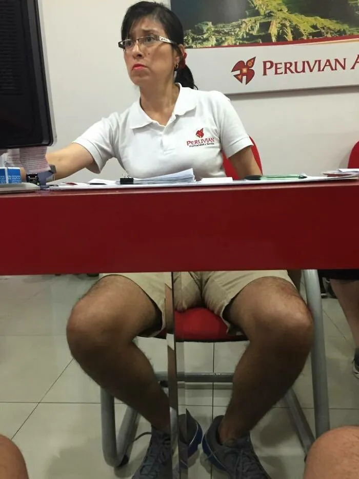 Leg Mirroring picture of a woman with man legs 