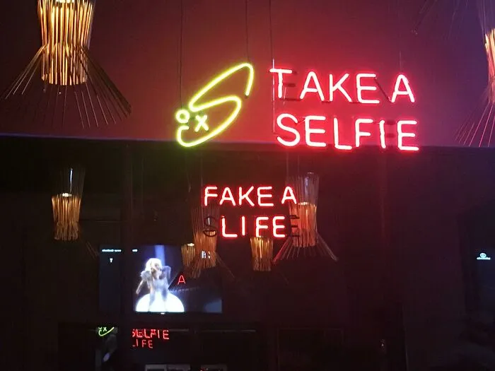 Two funny LED lights in a bar 