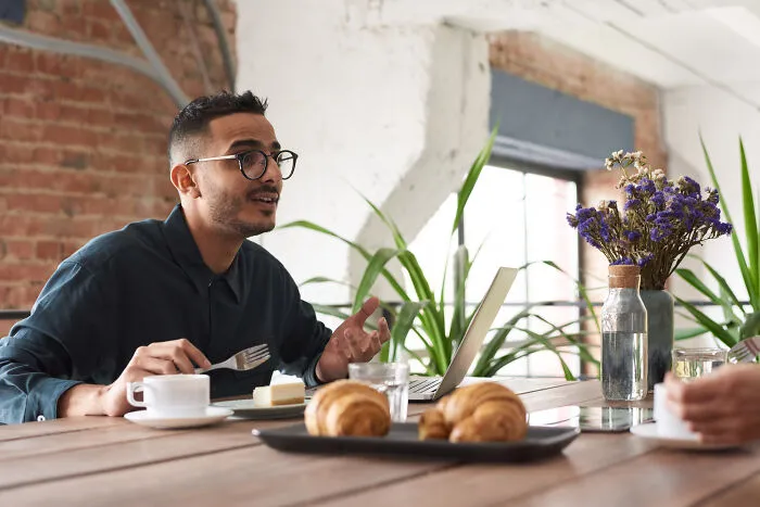 A man eating a cake 