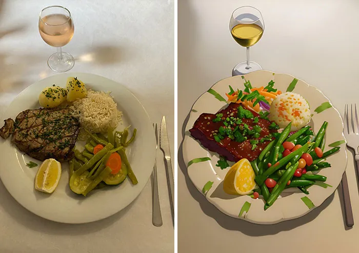 Fried Tuna With Veggies In Portugal, And A Glass Of Wine