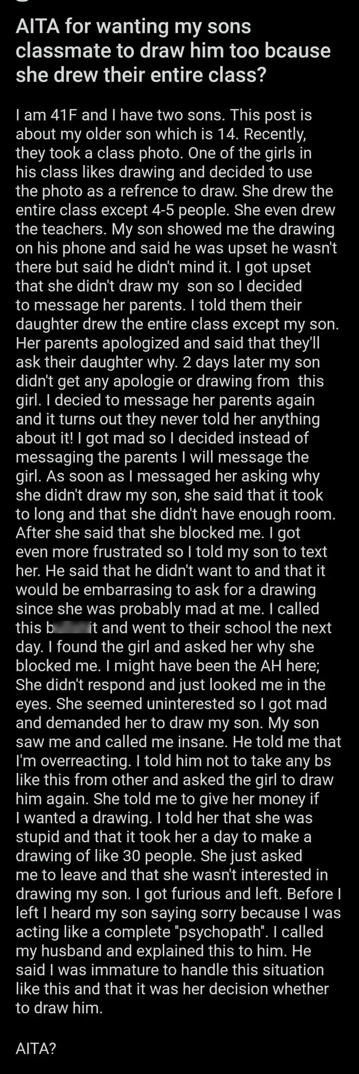 Stalking And Bullying A Child For A Free Drawing