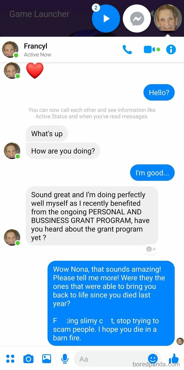 Message I Got From My "Grandma" A While Ago