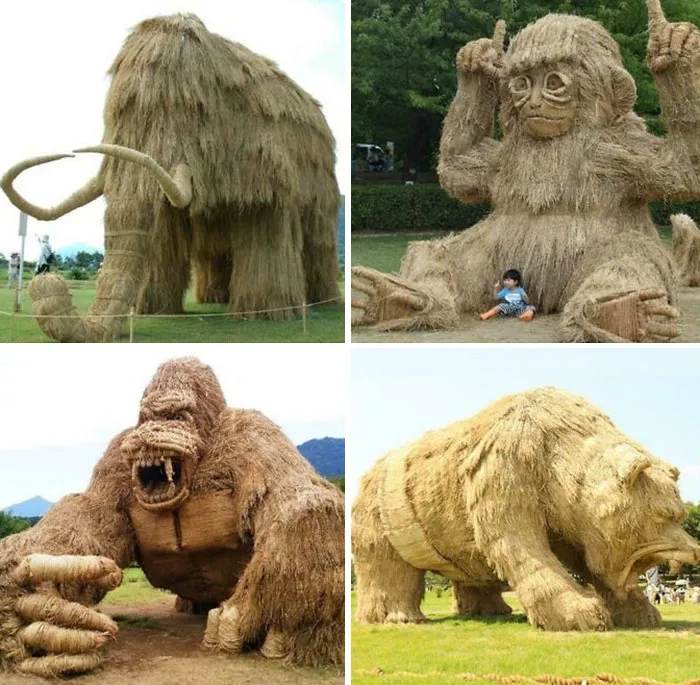 Las esculturas gigantes de paja del Festival de Arte Wara de Japón 