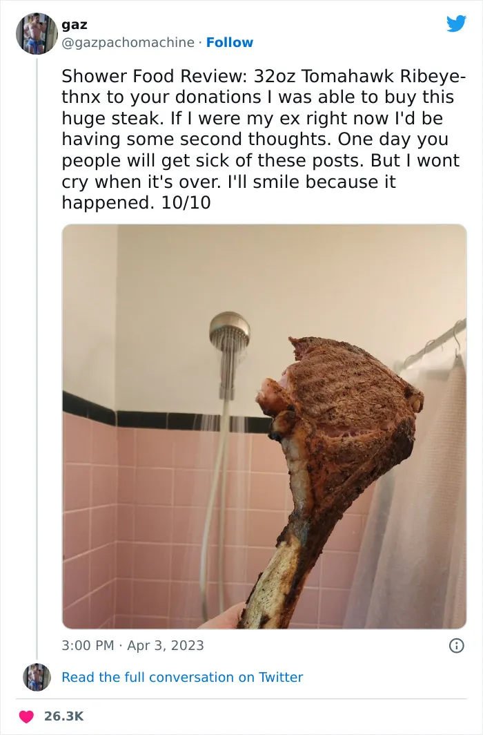 This Twitter Account Dedicates Its Postings To “Shower Food Reviews,” Here Are 31 Of The Best Ones