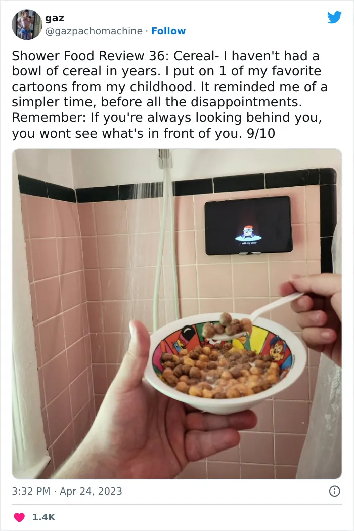 This Twitter Account Dedicates Its Postings To “Shower Food Reviews,” Here Are 31 Of The Best Ones