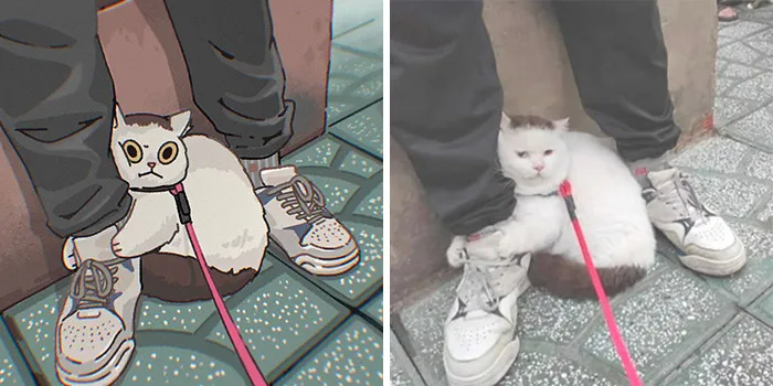 Funny Images Of Cats Found On The Internet Get Transformed Into Cute Illustrations By This Artist (31 Pics)