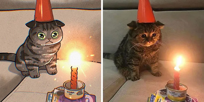 Funny Images Of Cats Found On The Internet Get Transformed Into Cute Illustrations By This Artist (31 Pics)