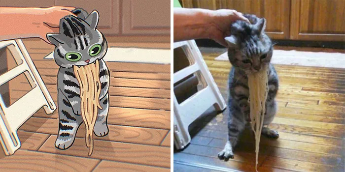 Funny Images Of Cats Found On The Internet Get Transformed Into Cute Illustrations By This Artist (31 Pics)