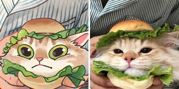 Funny Images Of Cats Found On The Internet Get Transformed Into Cute Illustrations By This Artist (31 Pics)