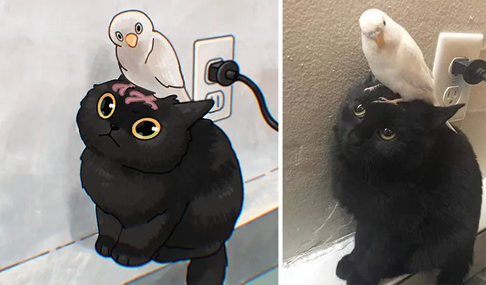 Funny Images Of Cats Found On The Internet Get Transformed Into Cute Illustrations By This Artist (31 Pics)