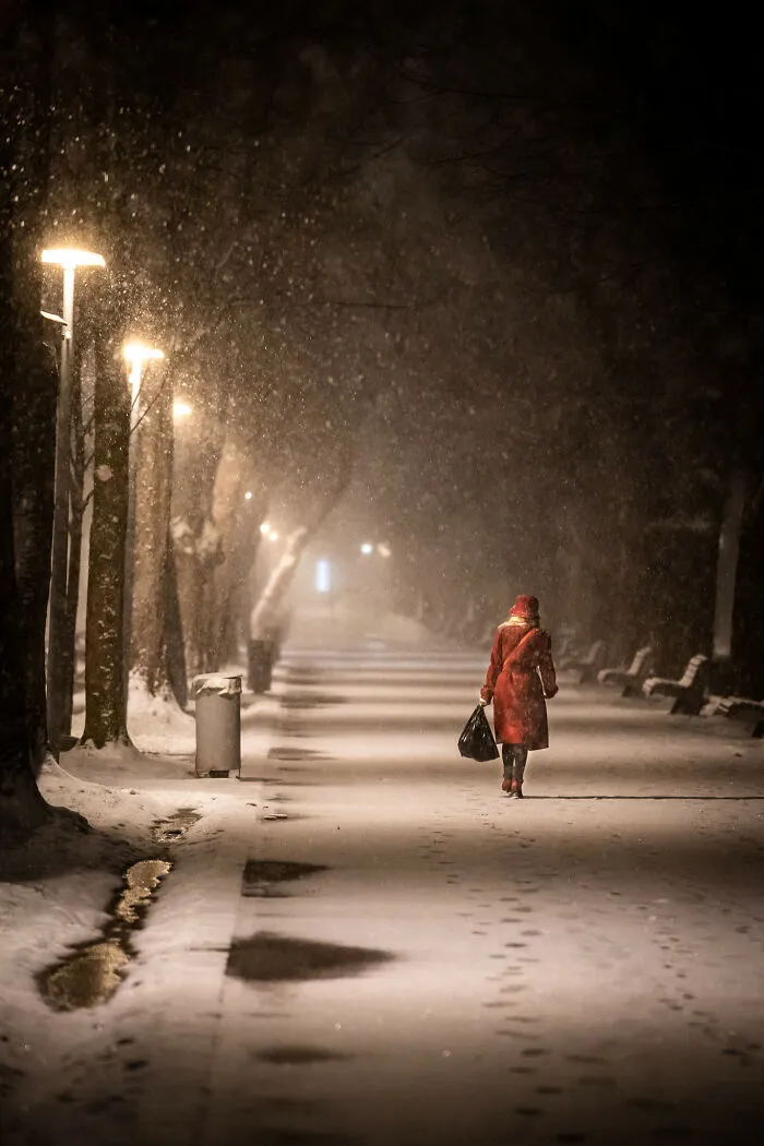 Paseo nocturno por la nieve