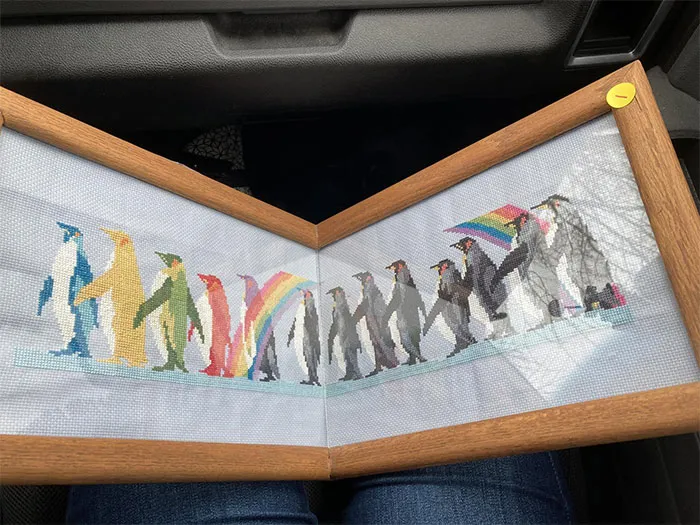I Finally Have Something To Share. This Awesome Cross Stitch In A Corner Frame! Yard Sale Score For $1