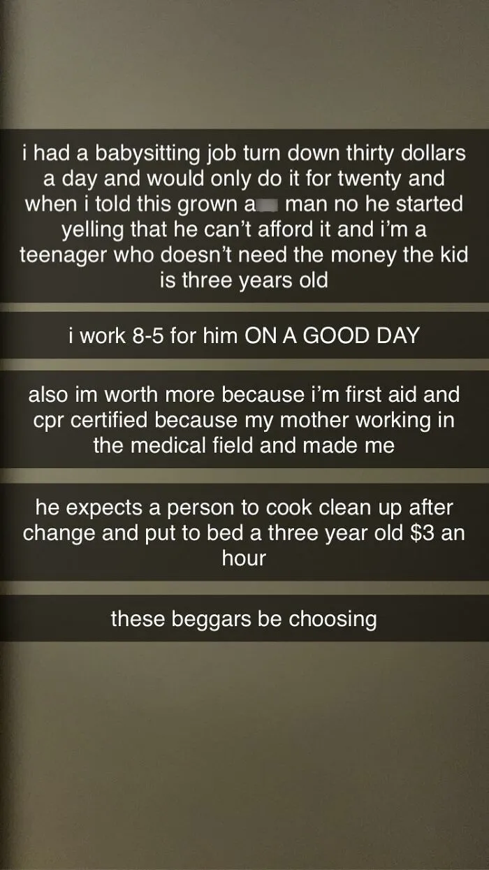 This Grown Man Whining About A Baby Sitter That Asks For 3 Dollars An Hour