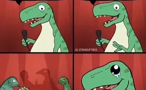 I Created A Dino Standup Comedian That Is On A Mission To Spread Bad Jokes And Puns (30 Pics)