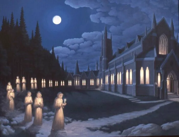 Claustro a la luz de las velas