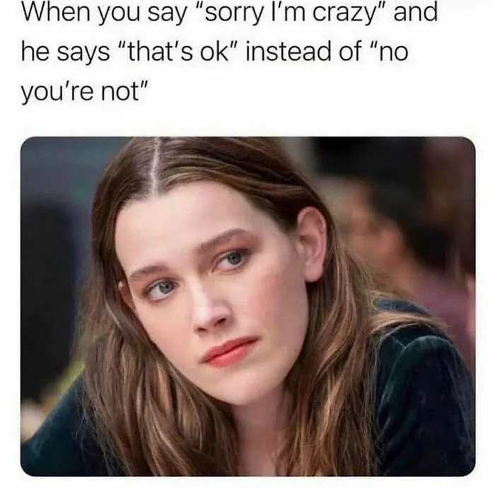 Woman reacting with disbelief to a spicy meme about apologies and acceptance, illustrating spicy memes to spice up your day.