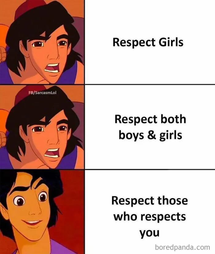 Animated character in a meme expressing sarcasm with "Respect those who respects you" caption. Sarcastic meme humor.