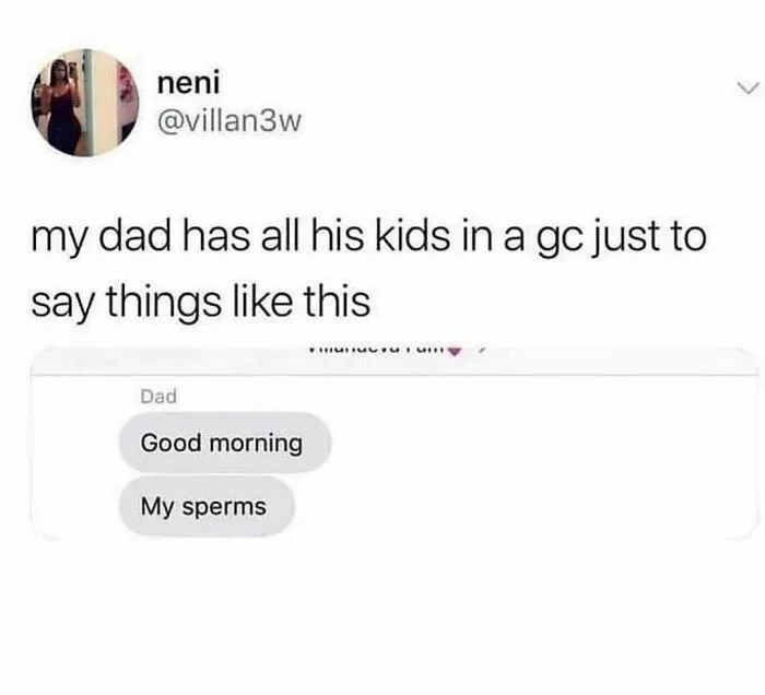 Text meme showing a dad humorously messaging his kids in a group chat, example of spicy memes.