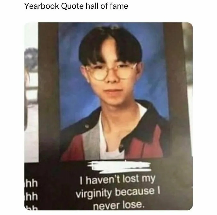 High school yearbook photo of a student with a funny quote, perfect for spicy memes to spice up your day.