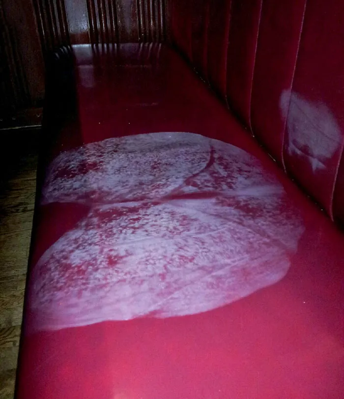 A Lady Guest At Our Restaurant Just Left This On The Seat. A Sweat Stain