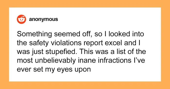 "Cabinet Door Was Left Open In Room": Employees Keep Reporting Ridiculous Safety Violations, This Guy Figures Out Why