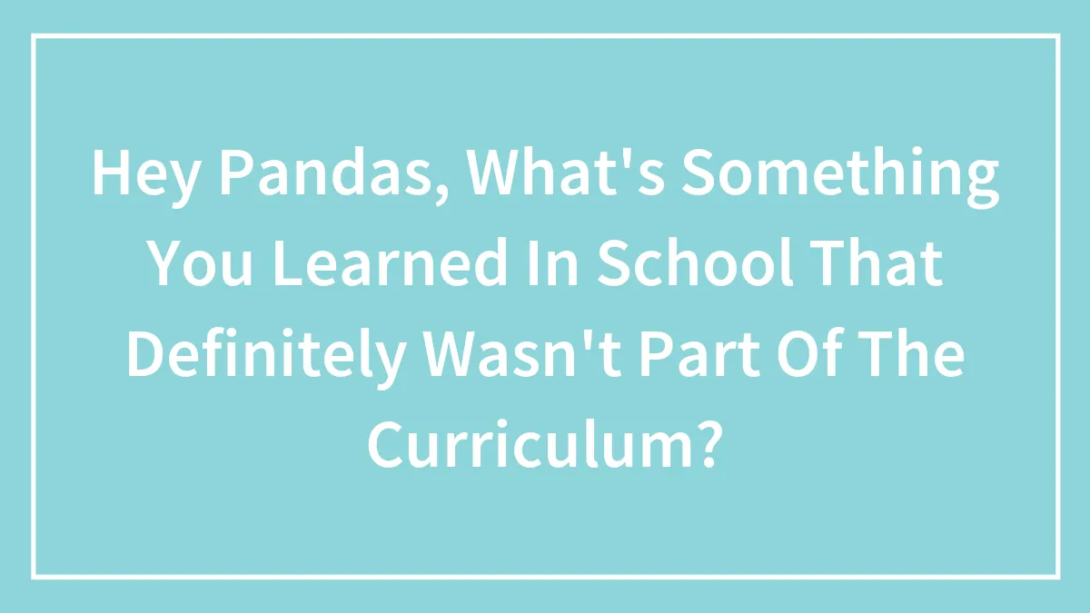 Hey Pandas, What's Something You Learned In School That Definitely Wasn't Part Of The Curriculum?