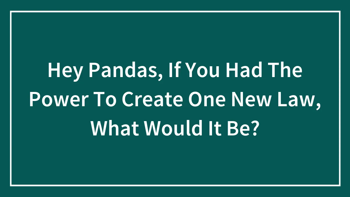 Hey Pandas, If You Had The Power To Create One New Law, What Would It Be? (Closed)