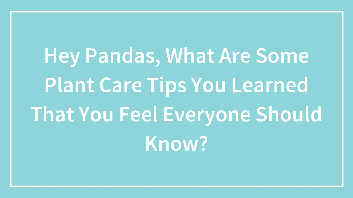Hey Pandas, What Are Some Plant Care Tips You Learned That You Feel Everyone Should Know? (Closed)