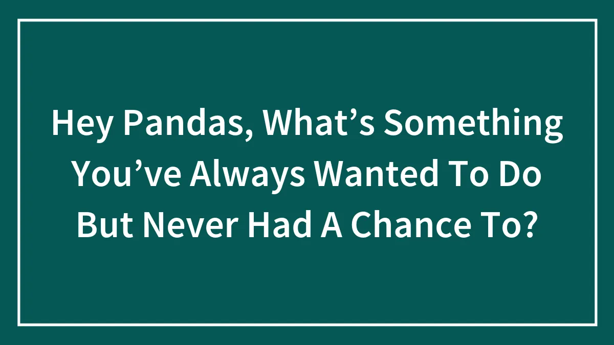 Hey Pandas, What’s Something You’ve Always Wanted To Do But Never Had A Chance To?