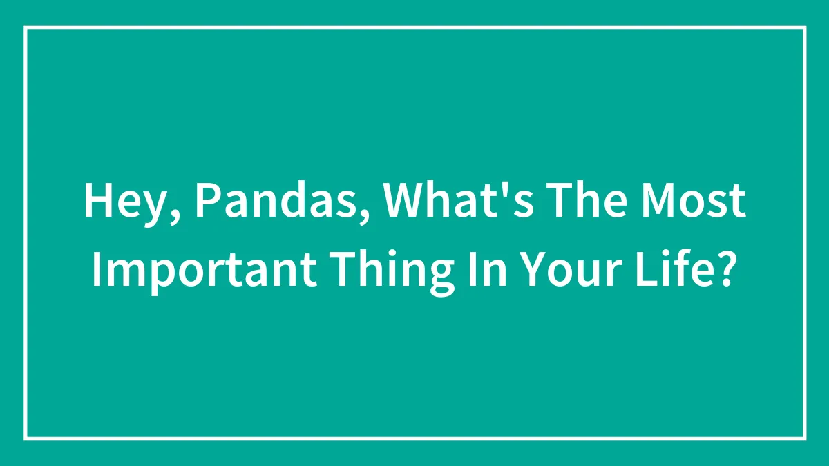 Hey, Pandas, What's The Most Important Thing In Your Life?