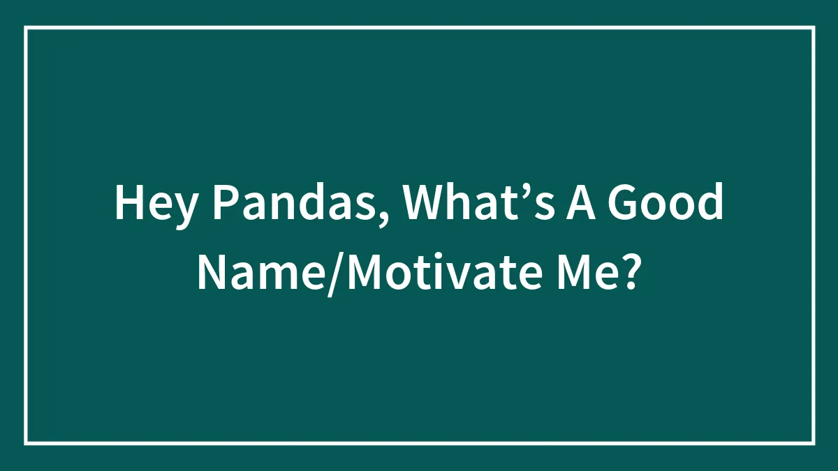 Hey Pandas, What’s A Good Name/Motivate Me?