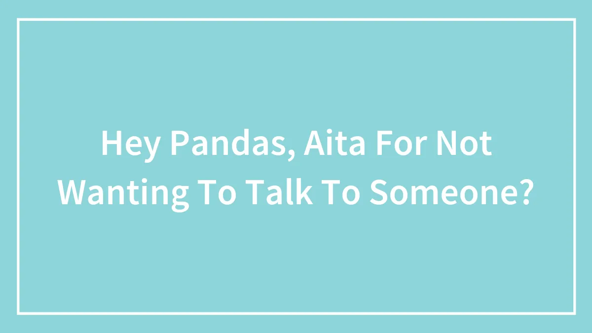 Hey Pandas, Aita For Not Wanting To Talk To Someone?