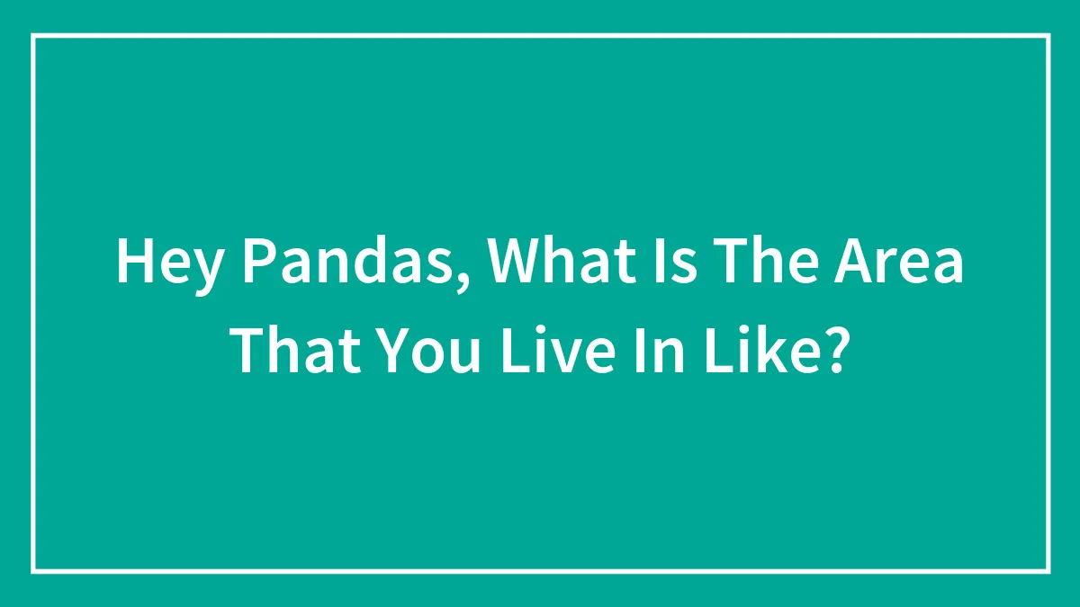 Hey Pandas, What Is The Area That You Live In Like? (Closed)