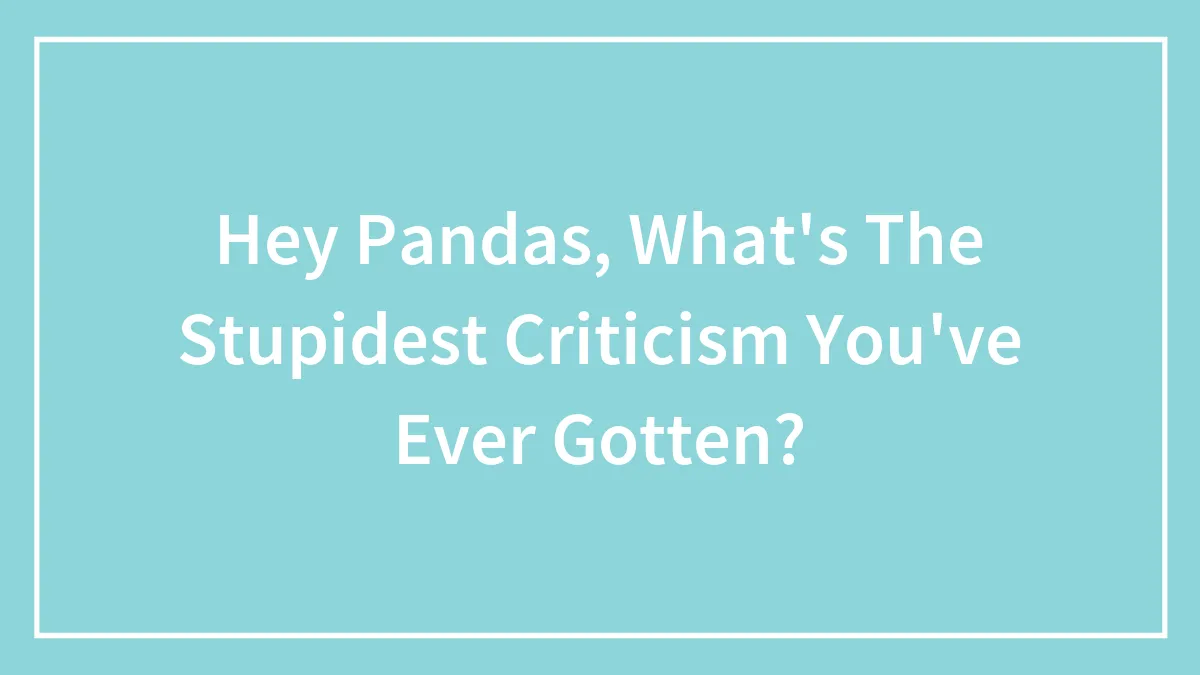 Hey Pandas, What's The Stupidest Criticism You've Ever Gotten? (Closed)